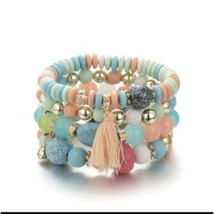 Boho Set of 4 Colorful Elastic Bracelets